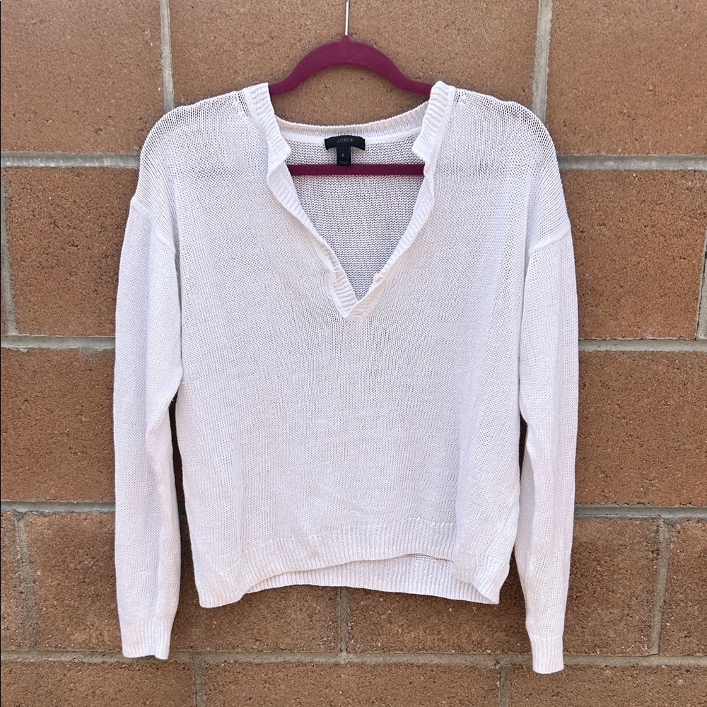 J. Crew White Linen sweater